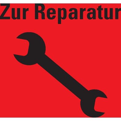 Organisationsetikett Zur Reparatur, rot, Haftpapier, ablösbar, 500/ Rol