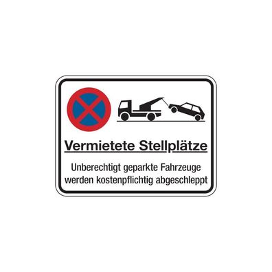 Parkverbotsschild, Vermietete Stellplätze, 300 x 400 mm, Aluverbund