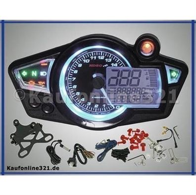 KOSO RX1N+ Cockpit Tachometer Drehzahlmesser Tacho NEU schwarz weiß beleuchtet,