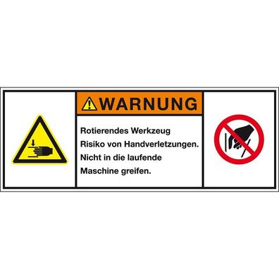 Produktsicherheitsschild Warn. Rotierendes Werkzeug, RoHS konform, Folie