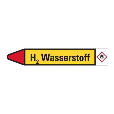 RKZ-Etikett H2 Wasserstoff, links, gelb/ schwarz/ rot, fér 3/ Bog
