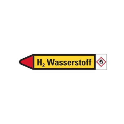 RKZ-Etikett H2 Wasserstoff, links, gelb/ schwarz/ rot, fér 8/ Bog