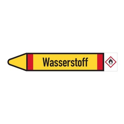 RKZ-Etikett Wasserstoff, links, DIN, gelb/ schwarz/ rot, 3/ Bog