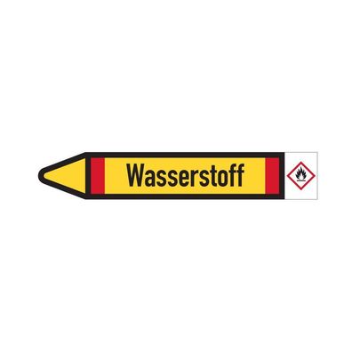 RKZ-Etikett Wasserstoff, links, DIN, gelb/ schwarz/ rot, 5/ Bog