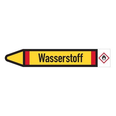 RKZ-Etikett Wasserstoff, links, DIN, gelb/ schwarz/ rot, 5/ Bog