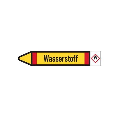 RKZ-Etikett Wasserstoff, links, DIN, gelb/ schwarz/ rot, 8/ Bog