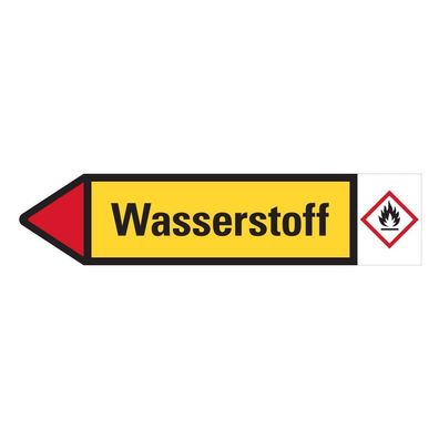 RKZ-Etikett Wasserstoff, links, gelb/ schwarz/ rot, ab 90mm 2/ Bog