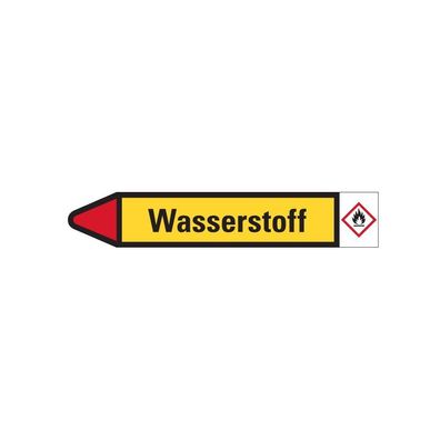 RKZ-Etikett Wasserstoff, links, gelb/ schwarz/ rot, fér 8/ Bog