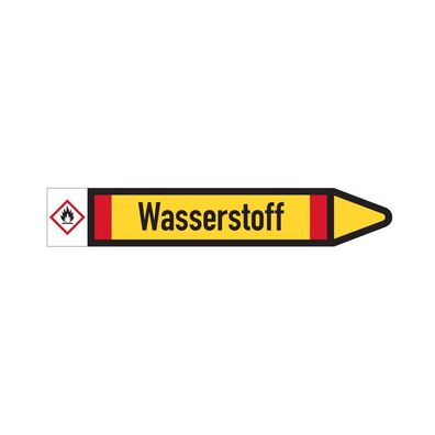 RKZ-Etikett Wasserstoff, rechts, DIN, gelb/ schwarz/ rot, 5/ Bog