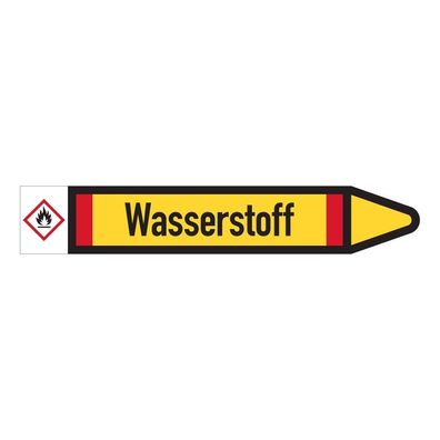 RKZ-Etikett Wasserstoff, rechts, DIN, gelb/ schwarz/ rot, 5/ Bog