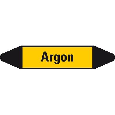 Rohrl. Etikett Argon, gelb/ schwarz, fér ß 60-90mm, 252x52mm, 3/ Bogen