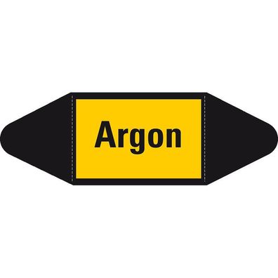 Rohrl. Etikett Argon, gelb/ schwarz, fér ß ab 90mm, 300x100mm, 2/ Bogen