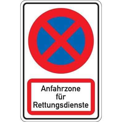 Schild Parkverbot - Anfahrzone fér..., Alu RA1, reflektierend,600x900mm