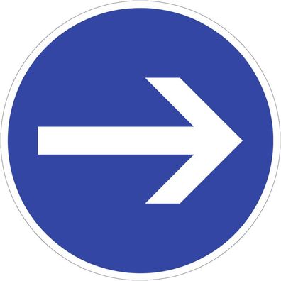 Vorgeschriebene Fahrtrichtung hier rechts, Symbolschild, StVO