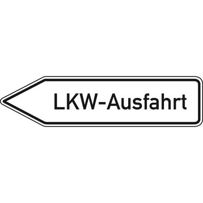 Wegweiser LKW-Ausfahrt, linksweisend, Alu RA0, reflektierend
