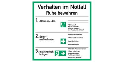 Verhalten im Notfall, Kombischild, ISO 7010