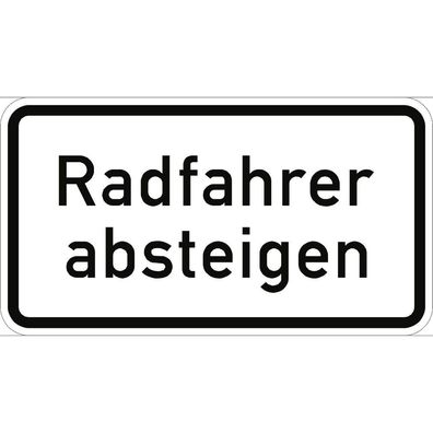 Verkehrsschild VZ1012-32, Radfahrer absteigen, Alu, RA2, 600x330 mm