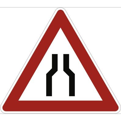 Verkehrsschild VZ120, Verengte Fahrbahn, Alu, RA1, 630 mm SL