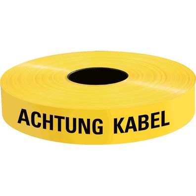 Trassenwarnband Achtung Kabel, gelb, Polyethylen, 250m/ Rol