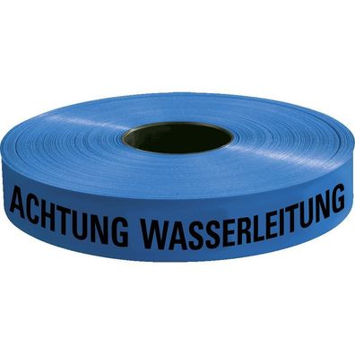 Trassenwarnband Achtung Wasserleitung, blau, Polyethylen, 250m/ Rol