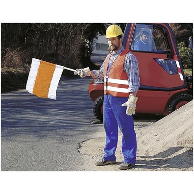 Warnfahne weiß-orange-weiß aus Polyesterstoff