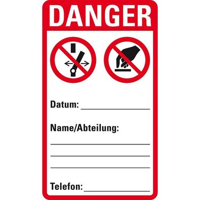 Wartungset. DANGER, beschriftbar, PolyesterFolie, Oberflächensch.,5/ VE