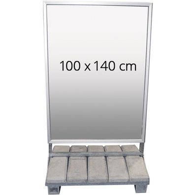 Heavy OutTérschild Beton Ständer, Alu/ grau, 100 x 140 cm