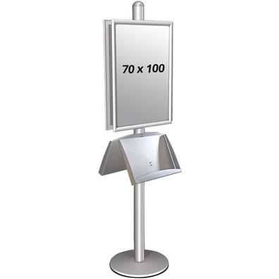 Infoständer 2 Doppelseitig mit acryl shelve 25 mm 2 x 70x100 cm Alu