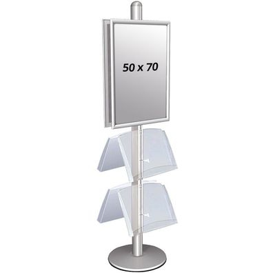 Infoständer 4 Doppelseitig mit 2 acryl shelve 25mm 2 x 50x70