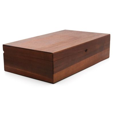 Teebeutel Box Akazien-Holz 21x35 cm Teebox braun Tee-Kiste & 6 Teedosen & Löffel