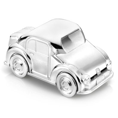 Spardose Auto-Form 13 cm versilberte Kinder Sparbüchse silber Money Box Sparbox