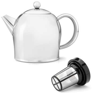 Bredemeijer Teekanne 1.0 L Edelstahl Glanz doppelwandig Teebereiter Kanne & Filter-Si