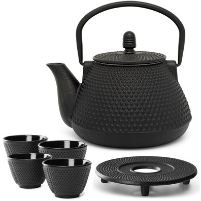 Bredemeijer Gusseisen Teekannen Set 0,8 L Set Teeservice 4 Teebecher Untersetzer Tee
