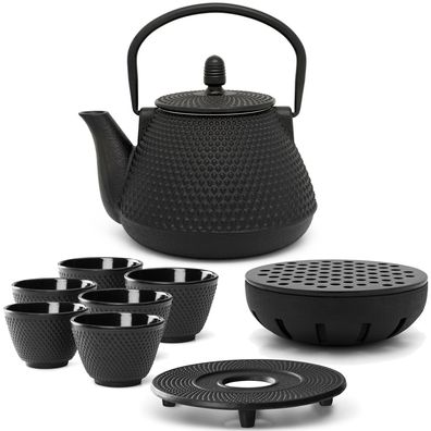 Bredemeijer Guss Teekannen Set 0,8 L Set 6 Tee-Becher Teewärmer Untersetzer & Tee-Fil