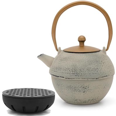 Bredemeijer Asiatische Teekanne Set Gusseisen 1,2 L grau Tee-Set mit Guss-Teewärmer s
