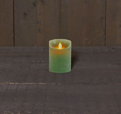 Kerze Jade Grün Wachs Rustic Moving Flame 7,5X10Cm3Xaaa/Zeitschaltuhr Anna's coll