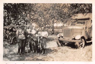 Deutsche Soldaten LKW Krupp Sur- Fontaine Frankreich