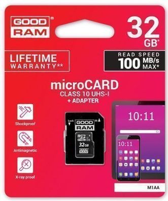 Goodram 32GB microSDHC Class 10 Speicherkarte + Adapter