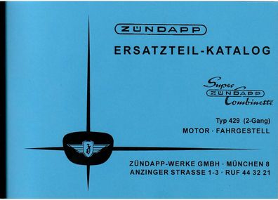 Ersatzteilkatalog Zündapp Super Combinette Type 429 ( 3-Gang Moped, Oldtimer