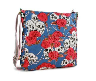 TLC Ladies Lulu Umhängetasche/Messenger Bag für 10 Zoll Tablets - Totenkopf - Blau