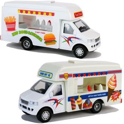 Modellauto Foodtruck Auto 13cm Verkaufswagen Imbisswagen Street Food Truck NEU