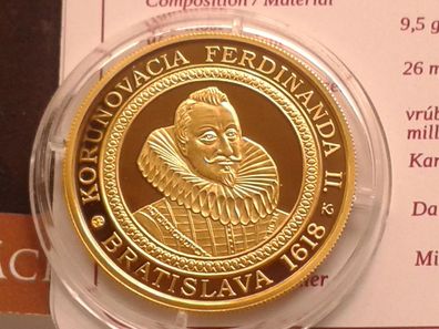 100 euro 2018 PP Slowakei 9,5g Gold Krönung Kaiser Ferdinand II. in Bratislava - RDR