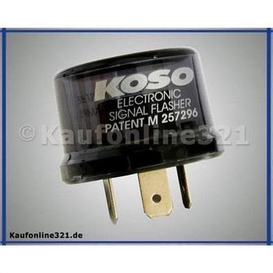 KOSO Blinkerrelais Digital 12V 3 Pins inkl. Adapter Relais Blinker, KD00600