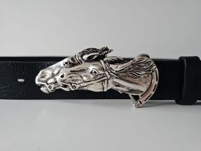 umjuBELT running Horses silber Pferde Gürtelschnalle Schließe Buckle 12 x 4 cm