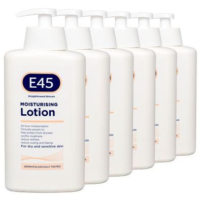 6x E45 Dermatological Moisturising Lotion 500ml