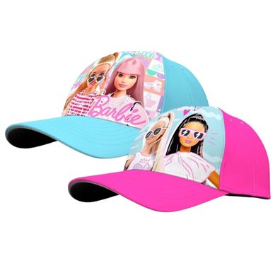 2 x Barbie Mädchen Mütze Cap Baseballcap Schirmmütze Größe 52cm 54cm pink blau