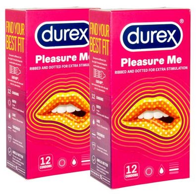 2x Durex Pleasure Me Kondome mit Rippen & Noppen 12Stück