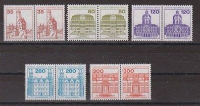 Berlin 1982 postfrisch wPaar MiNr. 673A-677A Freimarken I Burgen und Schlösse