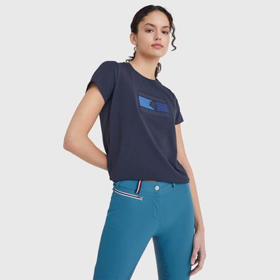 Tommy Hilfiger Equestrian Embroidery Logo T-Shirt Style kurzarm Damen Desert Sky