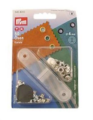 PRYM Messing-Ösen vernickelt 8.0mm (24St.)SB-Karte, PR541374